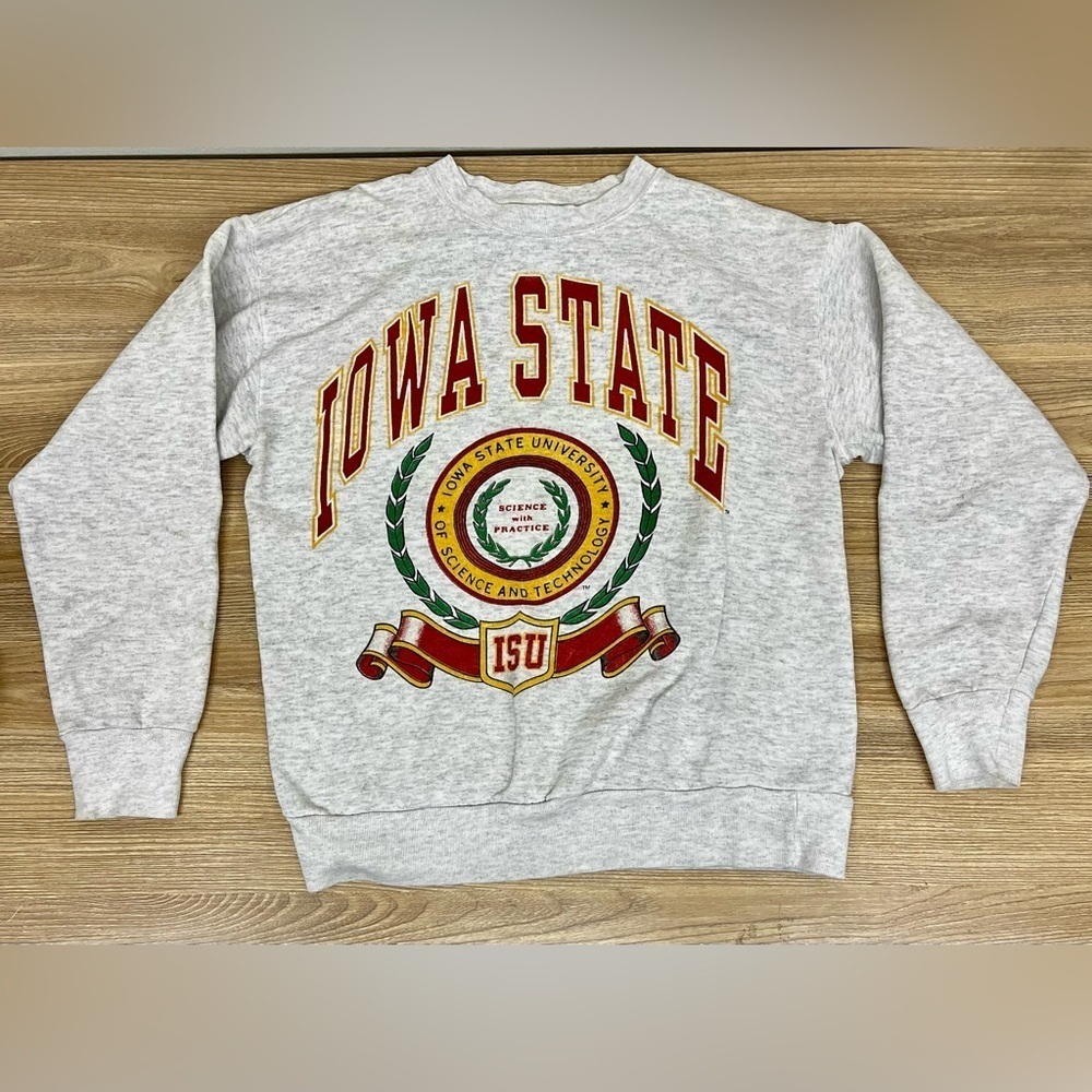 Vintage 90s Iowa State University ISU Sweatshirt Made in USA Science Technology